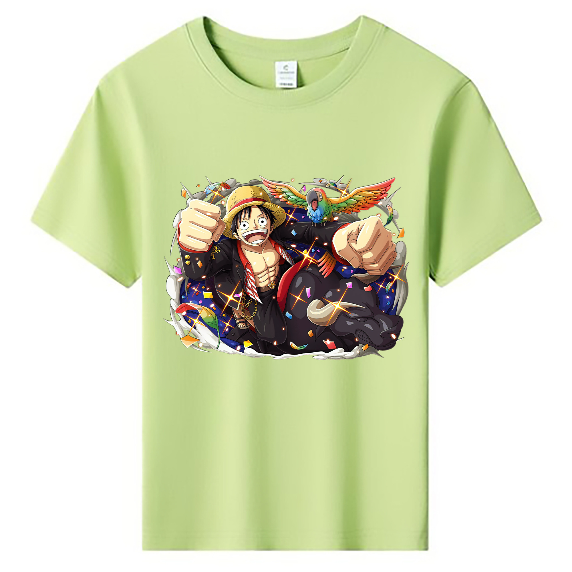 ワンピース モンキー・D・ルフィ ONE PIECE Monkey D. Luffy 綿100％キッズTシャツ（フロントプリント）
